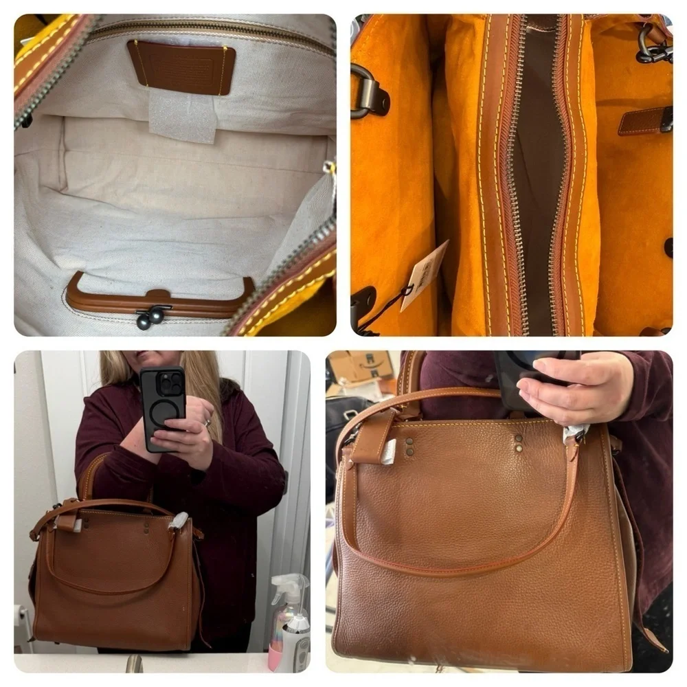 Coach LARGEST Rogue 36 Glovetanned Leather Top Handle Saddle Brown 54556 Bag